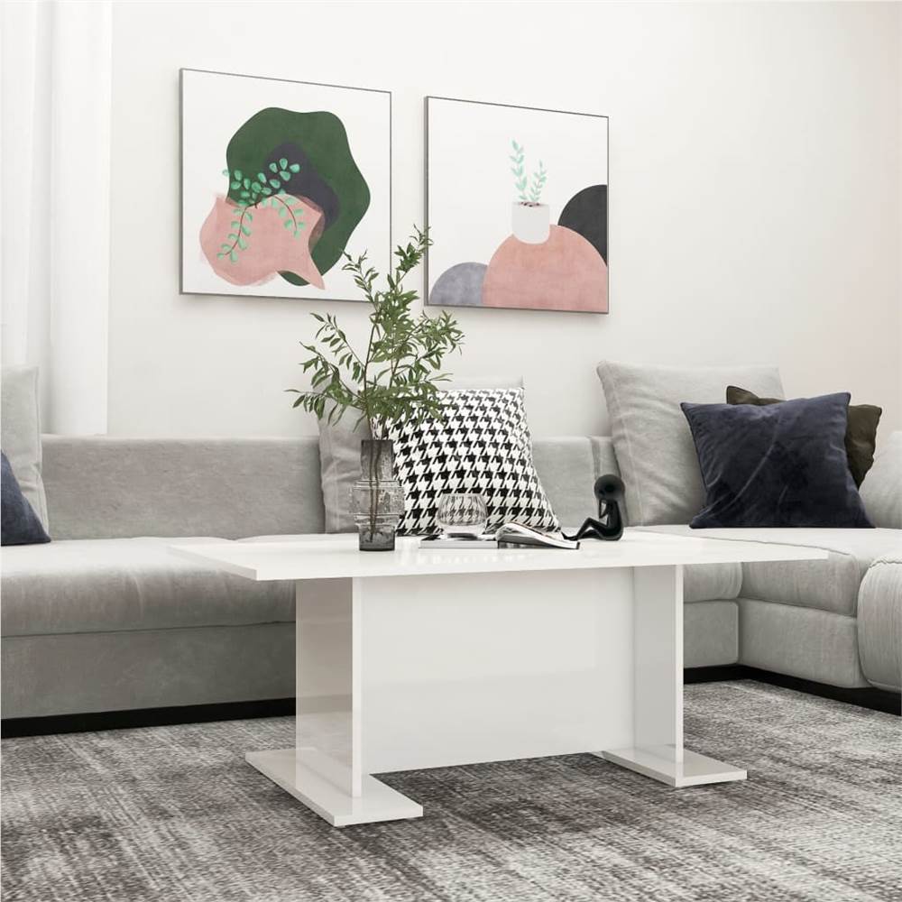 

Coffee Table High Gloss White 103.5x60x40 cm Chipboard