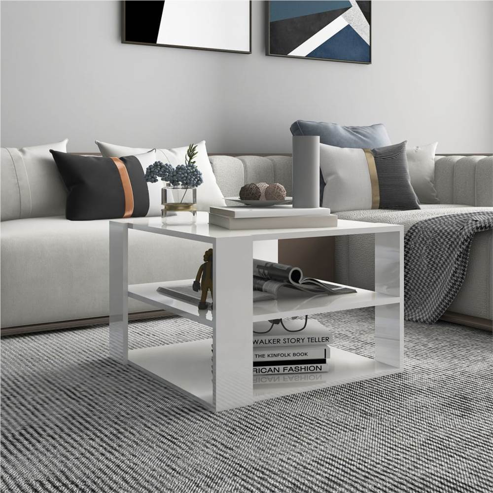 

Coffee Table High Gloss White 60x60x40 cm Chipboard
