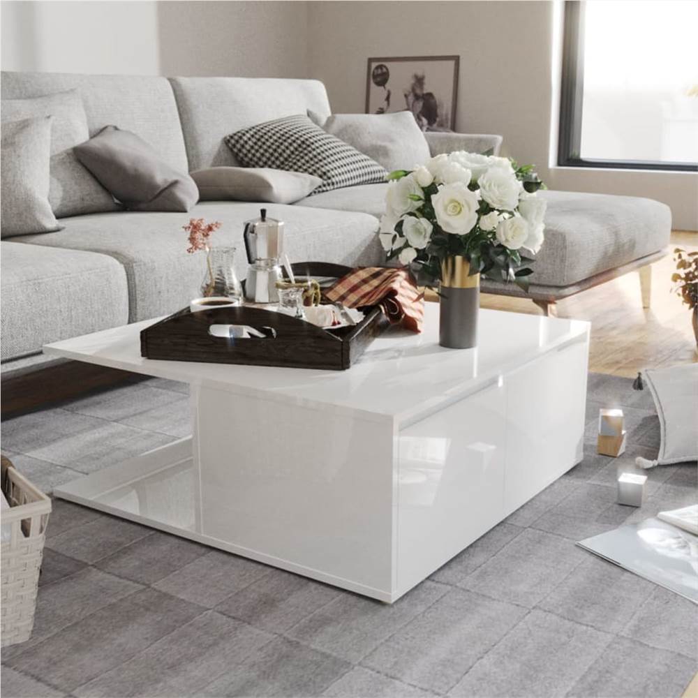 

Coffee Table High Gloss White 80x80x31 cm Chipboard