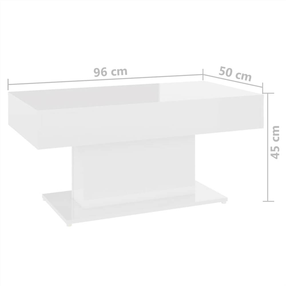 Coffee Table High Gloss White 96x50x45 cm Chipboard