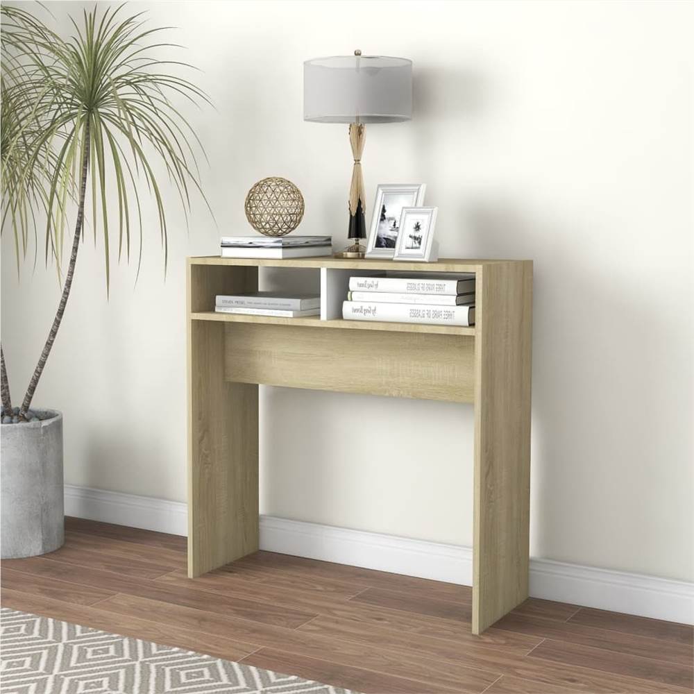 

Console Table White and Sonoma Oak 78x30x80 cm Chipboard