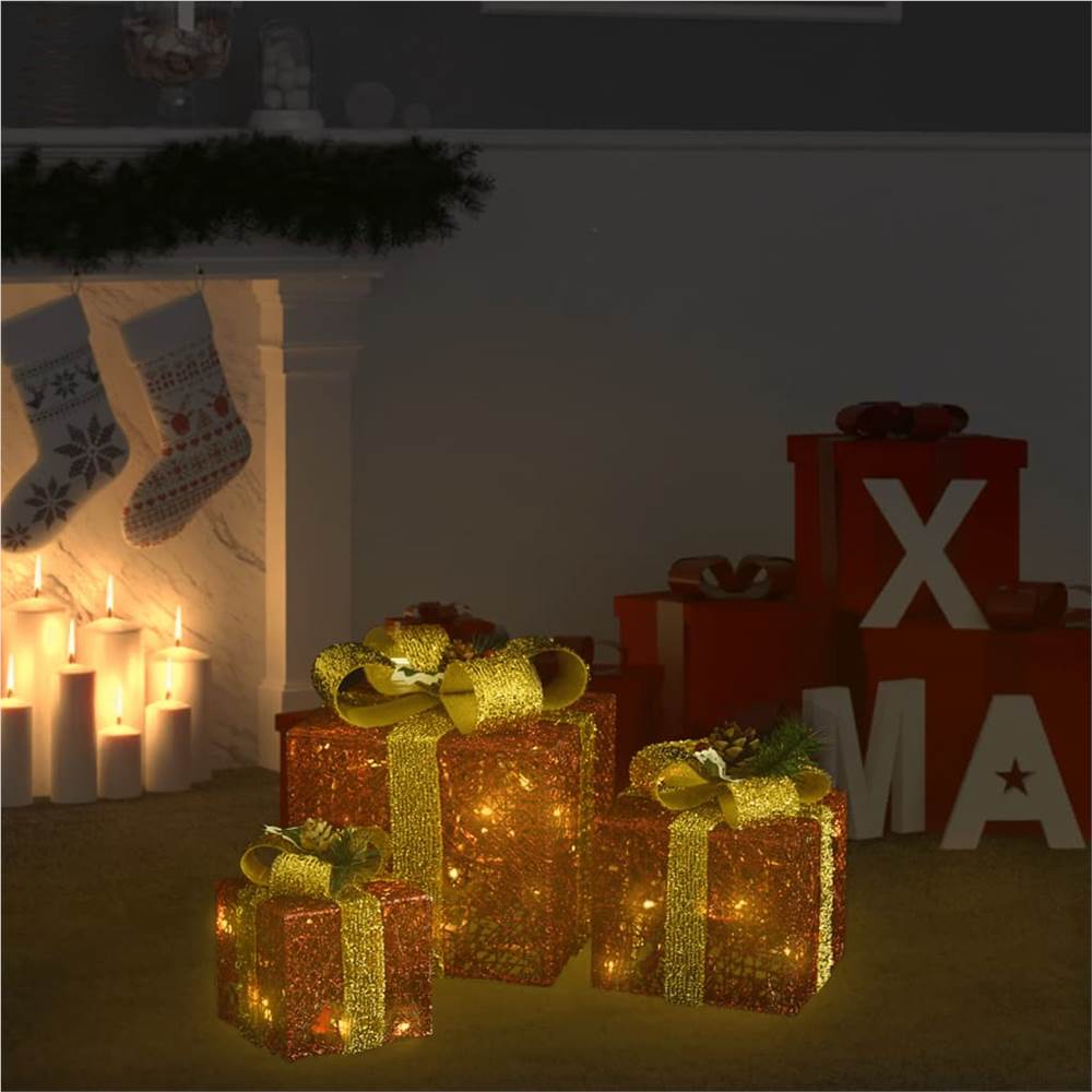

Decorative Christmas Gift Boxes 3 pcs Red Outdoor Indoor
