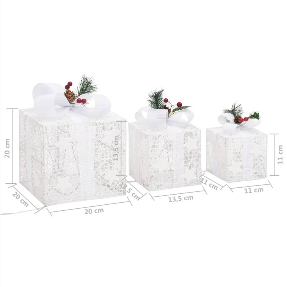 Decorative Christmas Gift Boxes 3 pcs Silver Outdoor Indoor