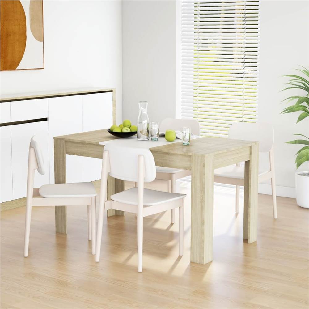 

Dining Table White and Sonoma Oak 140x74.5x76 cm Chipboard