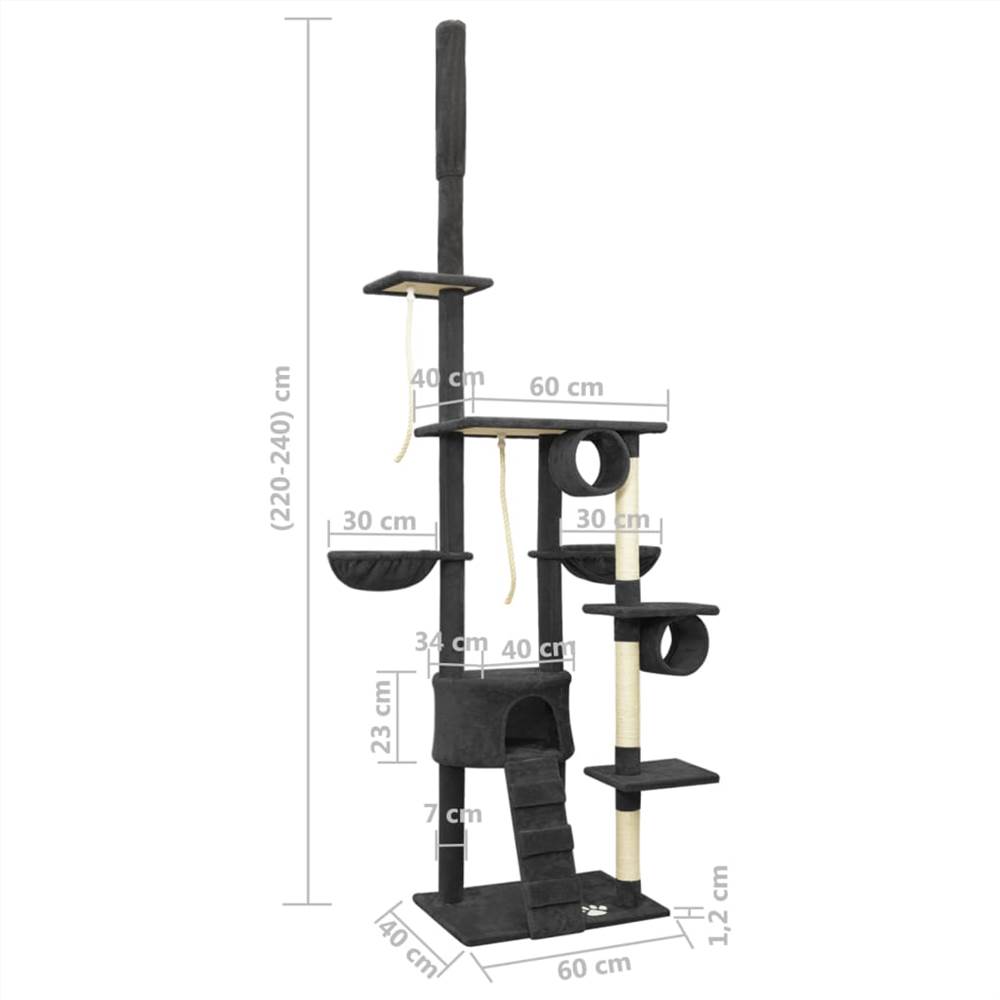 Floor to Ceiling Cat Tree Dark Grey 220-240 cm