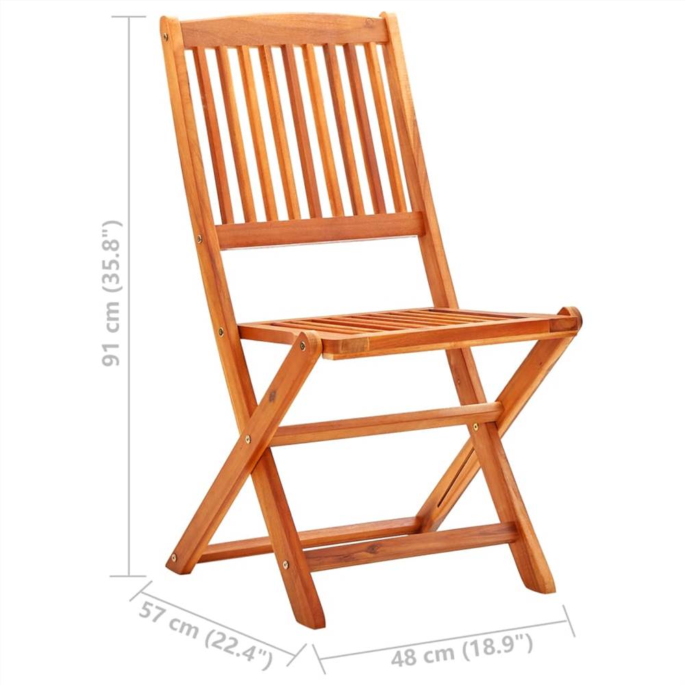 Folding Garden Chairs 2 pcs Solid Eucalyptus Wood