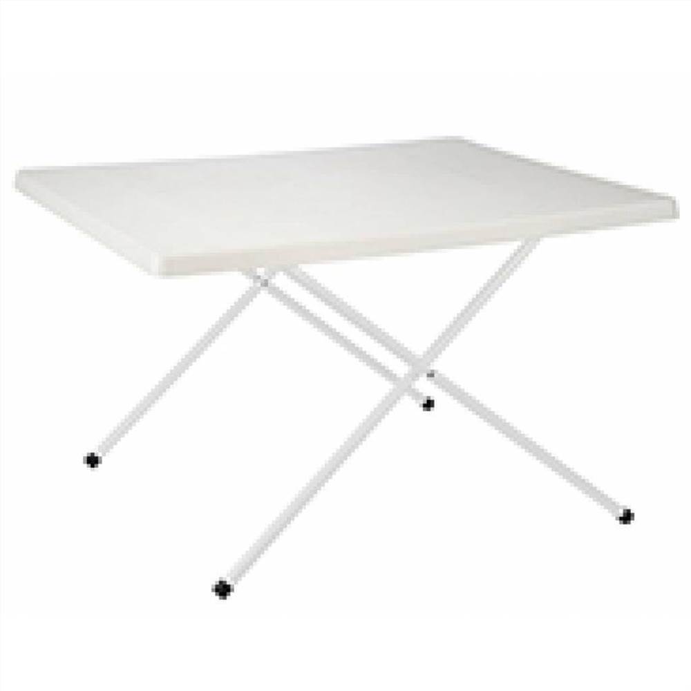 HI Folding Camping Table White Adjustable 80x60x51/61 cm