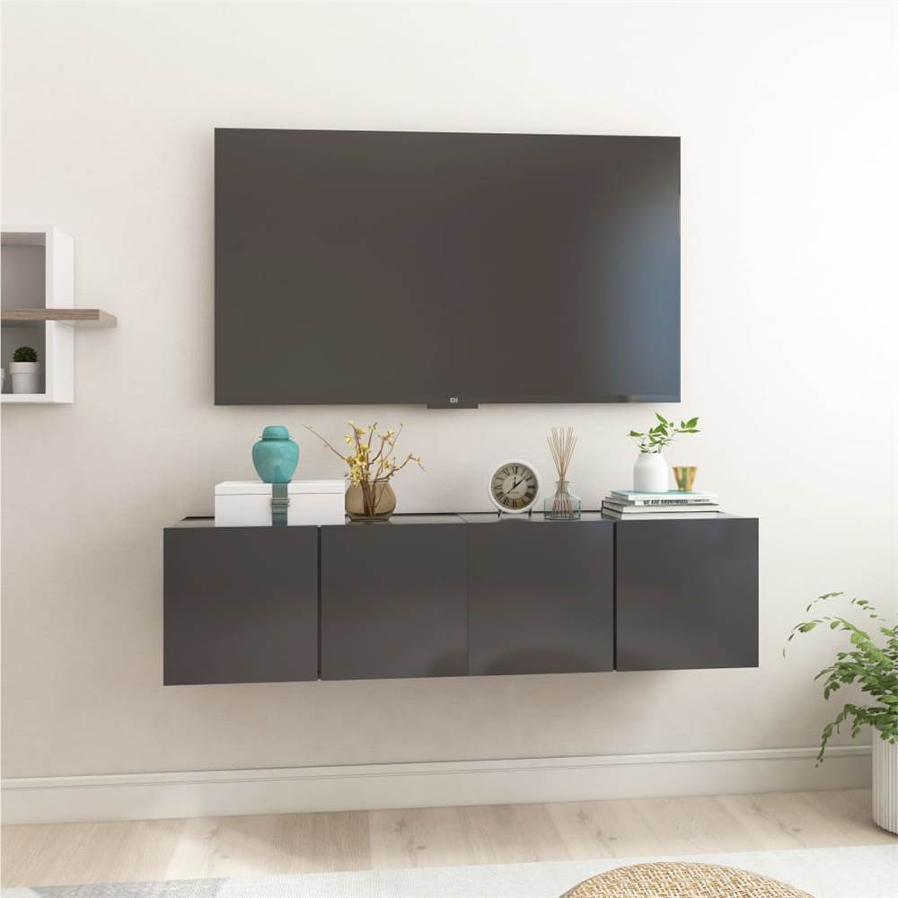 Hanging TV Cabinets 2 pcs Grey 60x30x30 cm