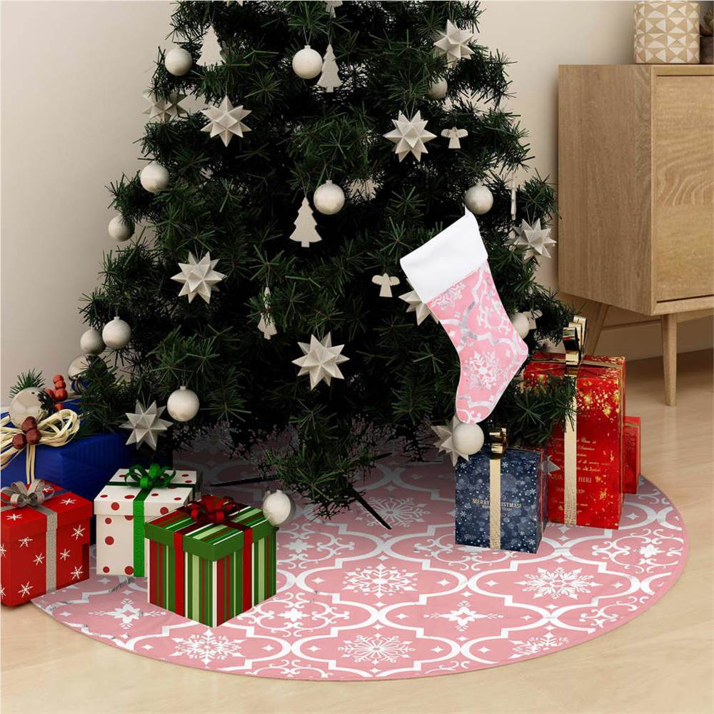 

Luxury Christmas Tree Skirt with Sock Pink 150 cm Fabric