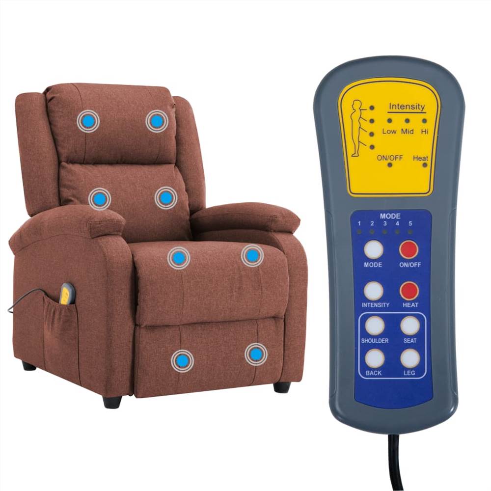 Massage Recliner Brown Fabric