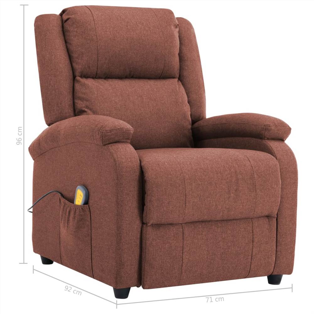 Massage Recliner Brown Fabric
