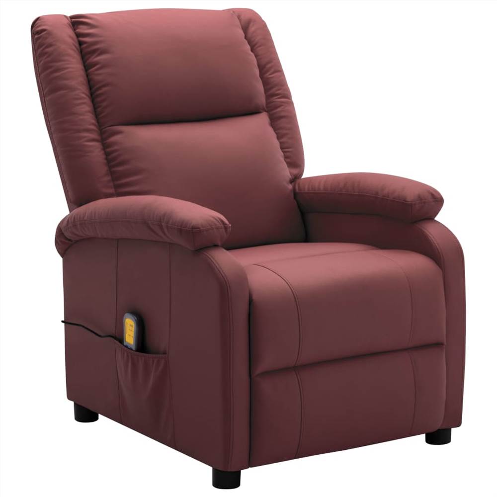

Massage Recliner Wine Red Faux Leather