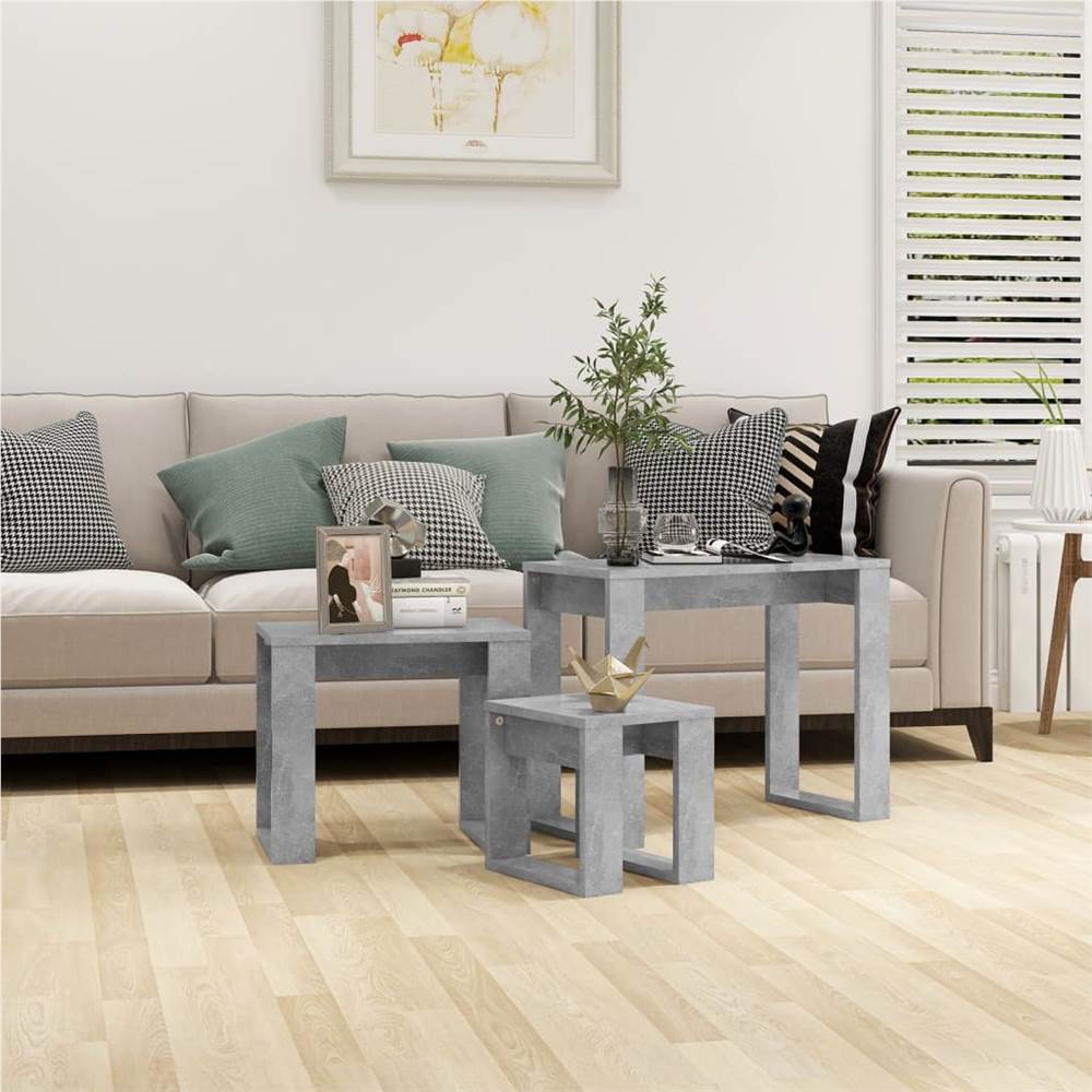 

Nesting Tables 3 pcs Concrete Grey Chipboard