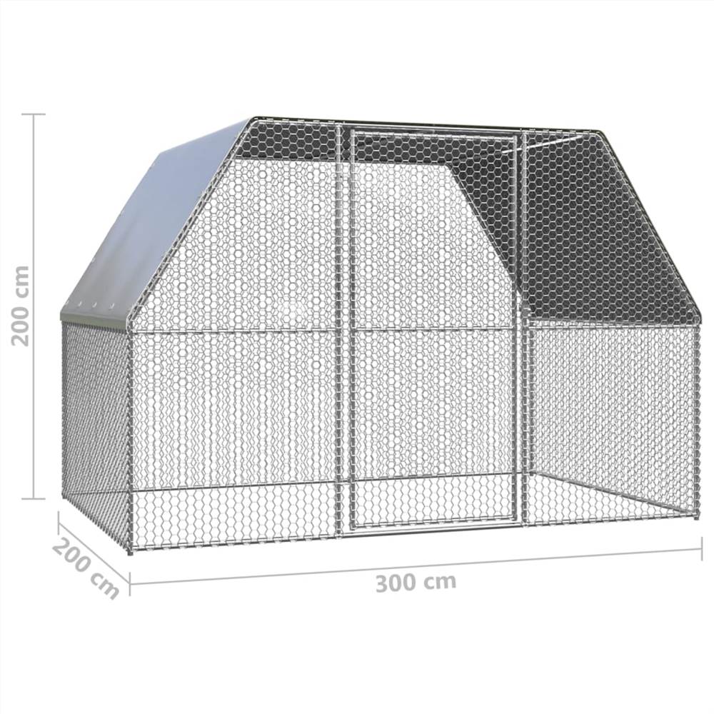 Outdoor Chicken Cage 3x2x2 m Galvanised Steel