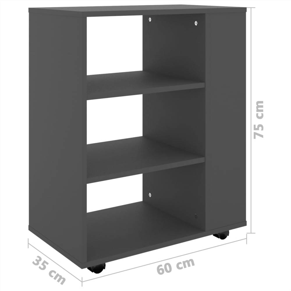 Rolling Cabinet Grey 60x35x75 cm Chipboard