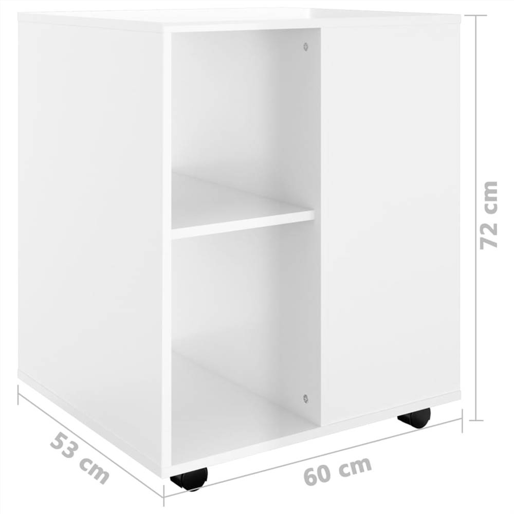 Rolling Cabinet High Gloss White 60x53x72 cm Chipboard