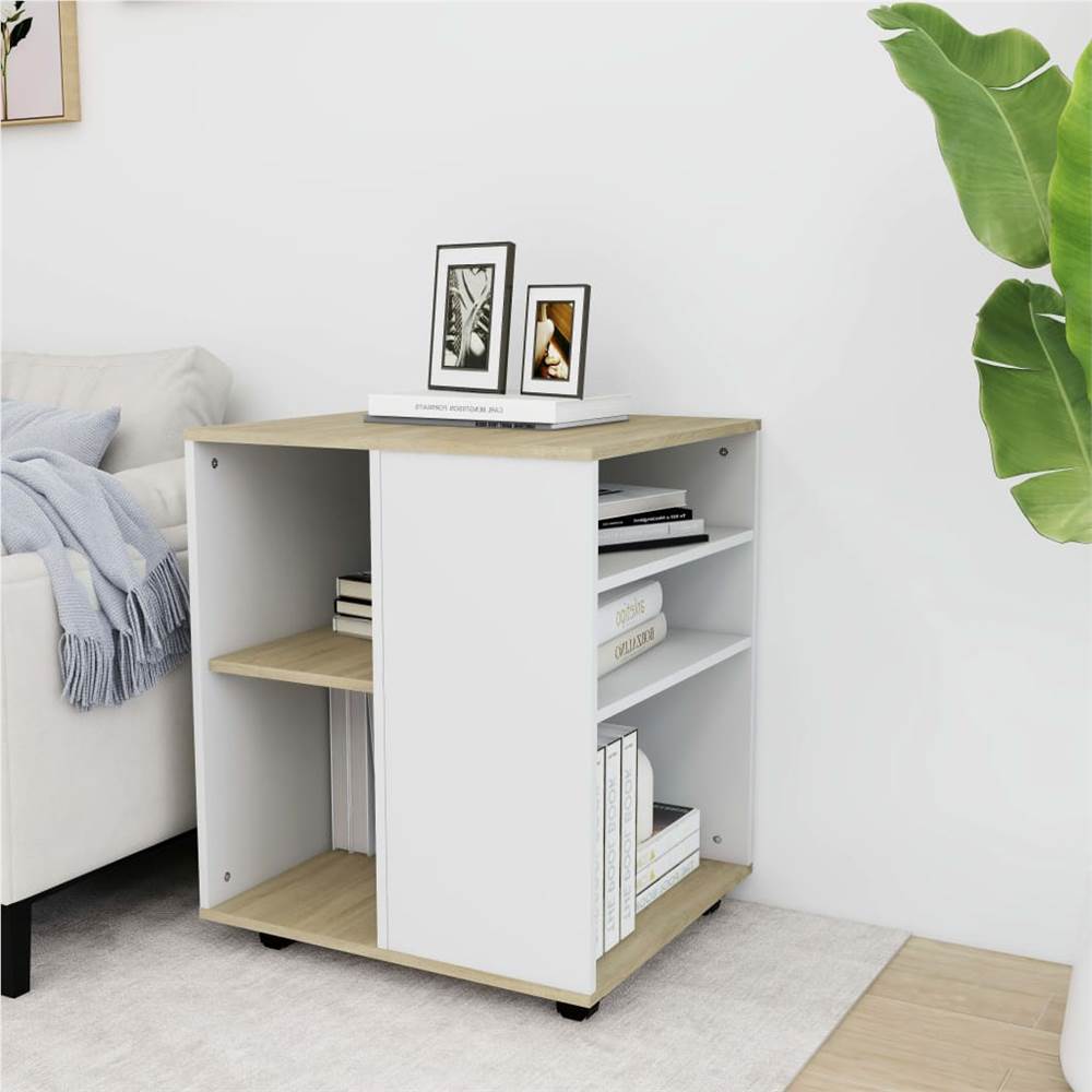 

Rolling Cabinet White&Sonoma Oak 60x53x72 cm Chipboard