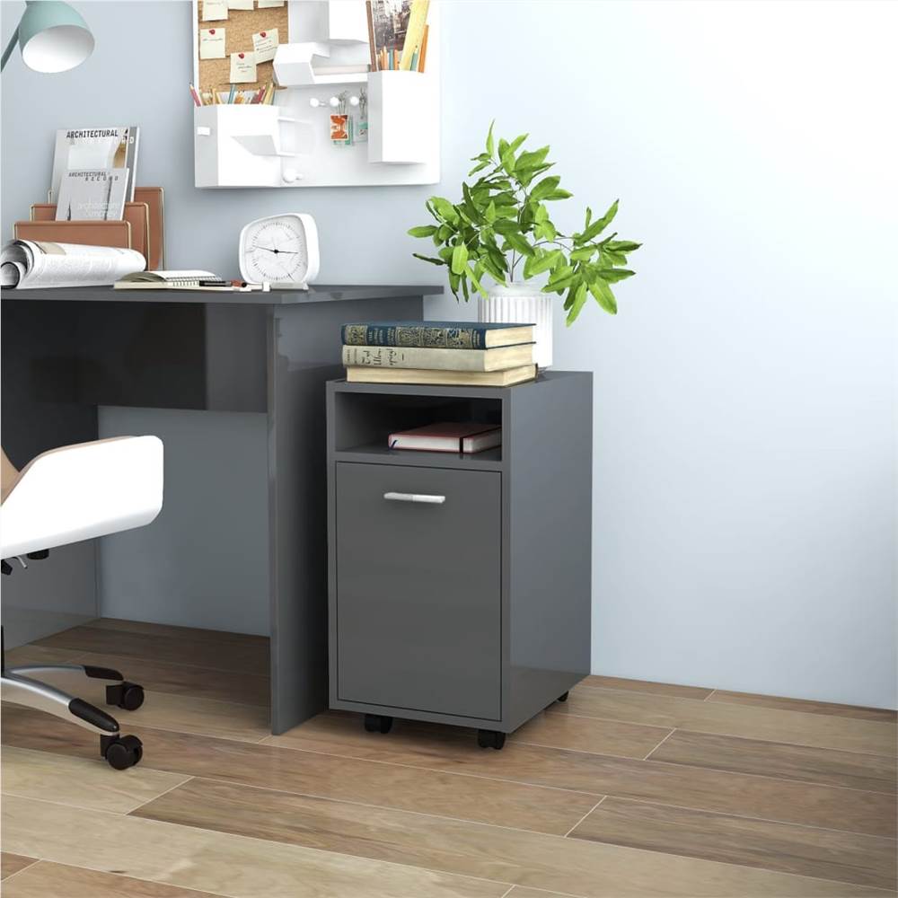 

Side Cabinet with Wheels High Gloss Grey 33x38x60 cm Chipboard