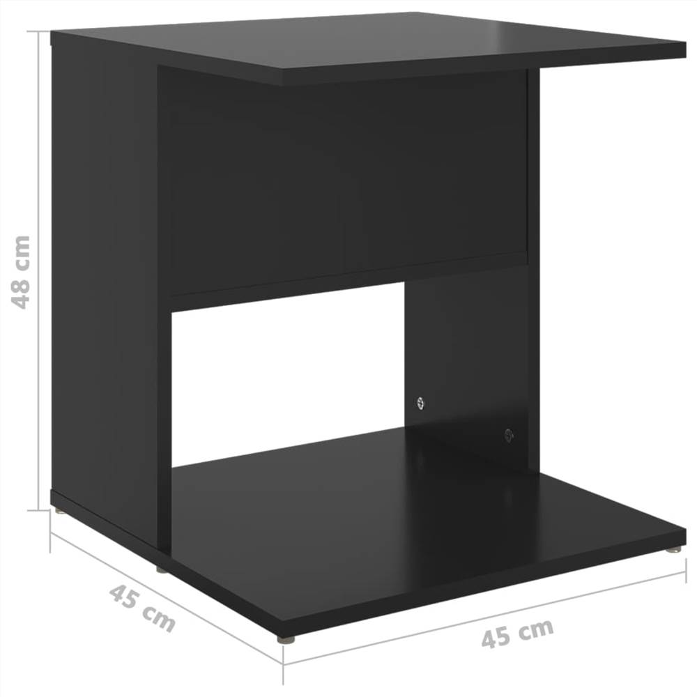 Side Table High Gloss Black 45x45x48 cm Chipboard