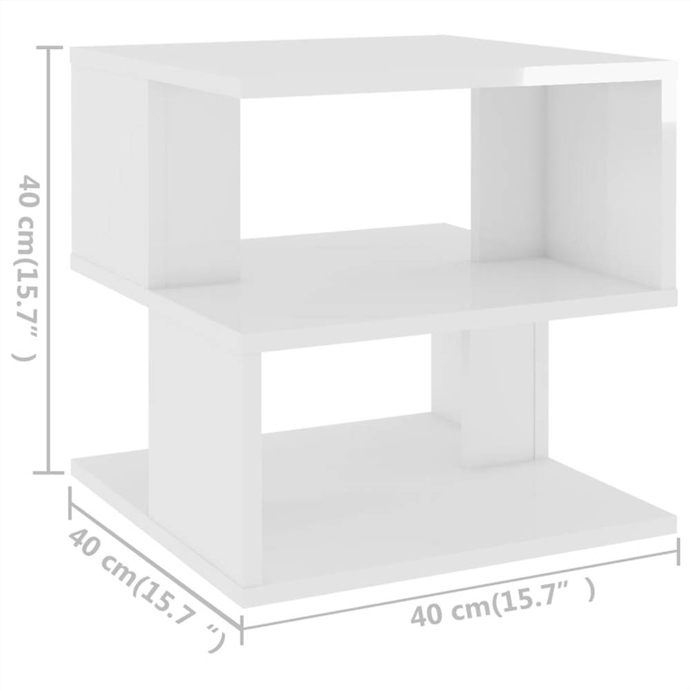 Side Table High Gloss White 40x40x40 cm Chipboard