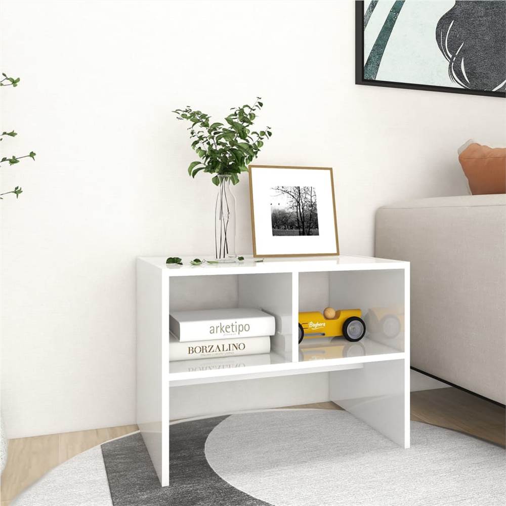 

Side Table High Gloss White 60x40x45 cm Chipboard