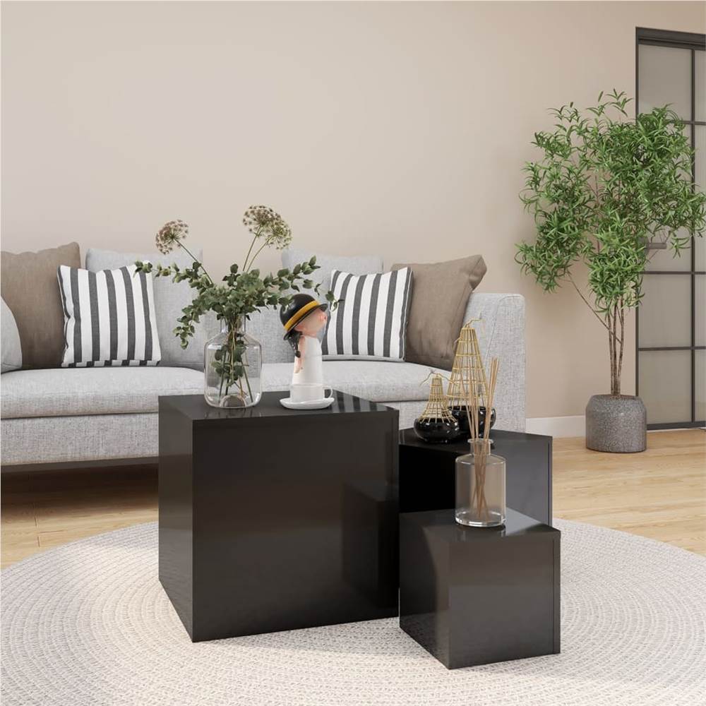 

Side Tables 3 pcs High Gloss Grey Chipboard