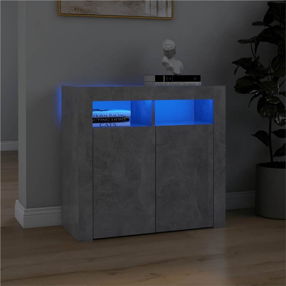

Sideboard with LED Lights Concrete Grey 80x35x75 cm