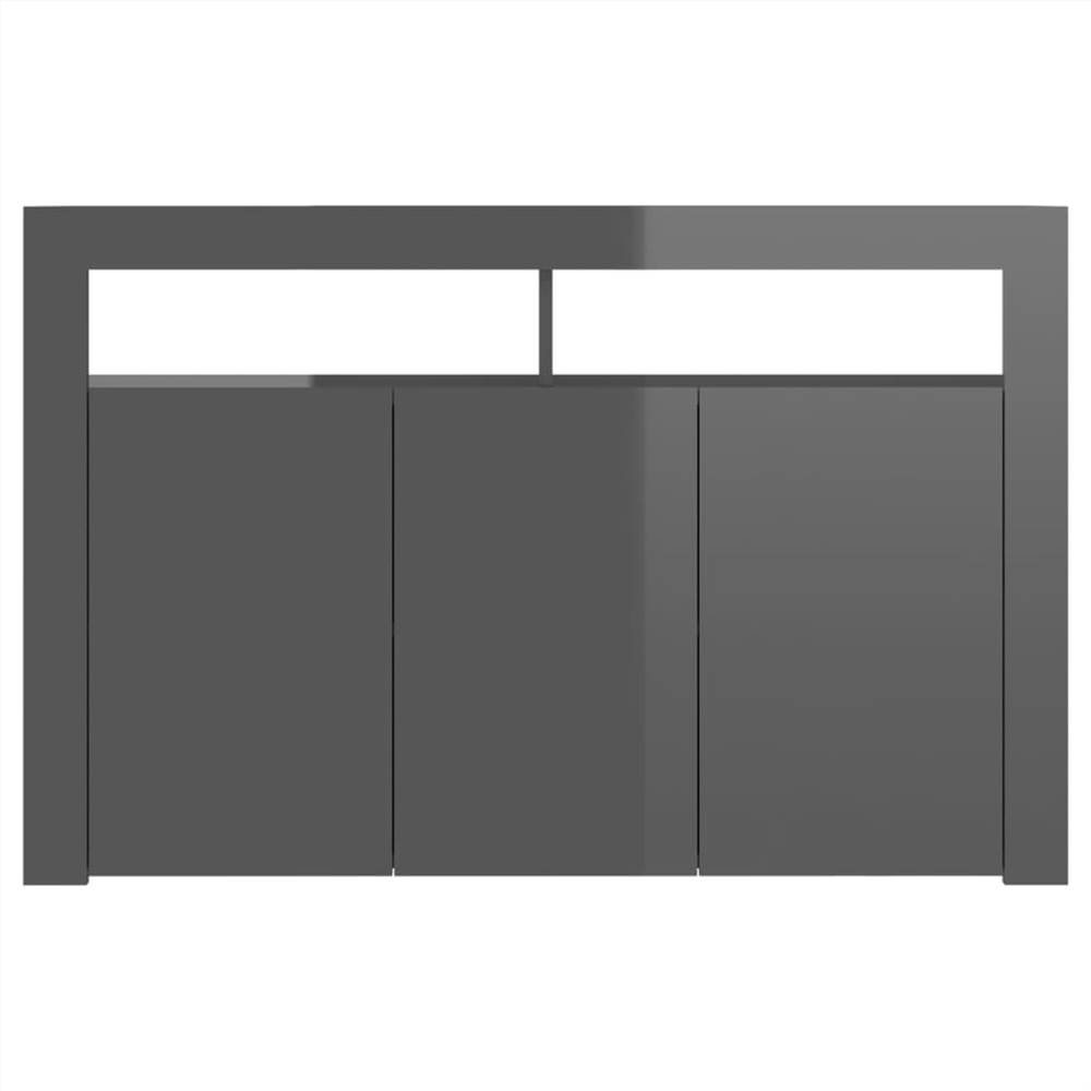 Sideboard with LED Lights High Gloss Grey 115.5x30x75 cm