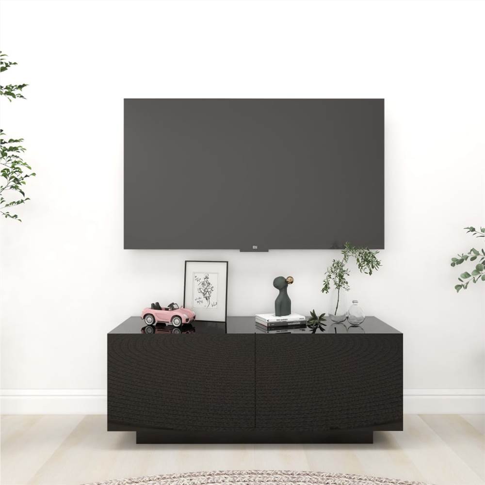 

TV Cabinet High Gloss Black 100x35x40 cm Chipboard