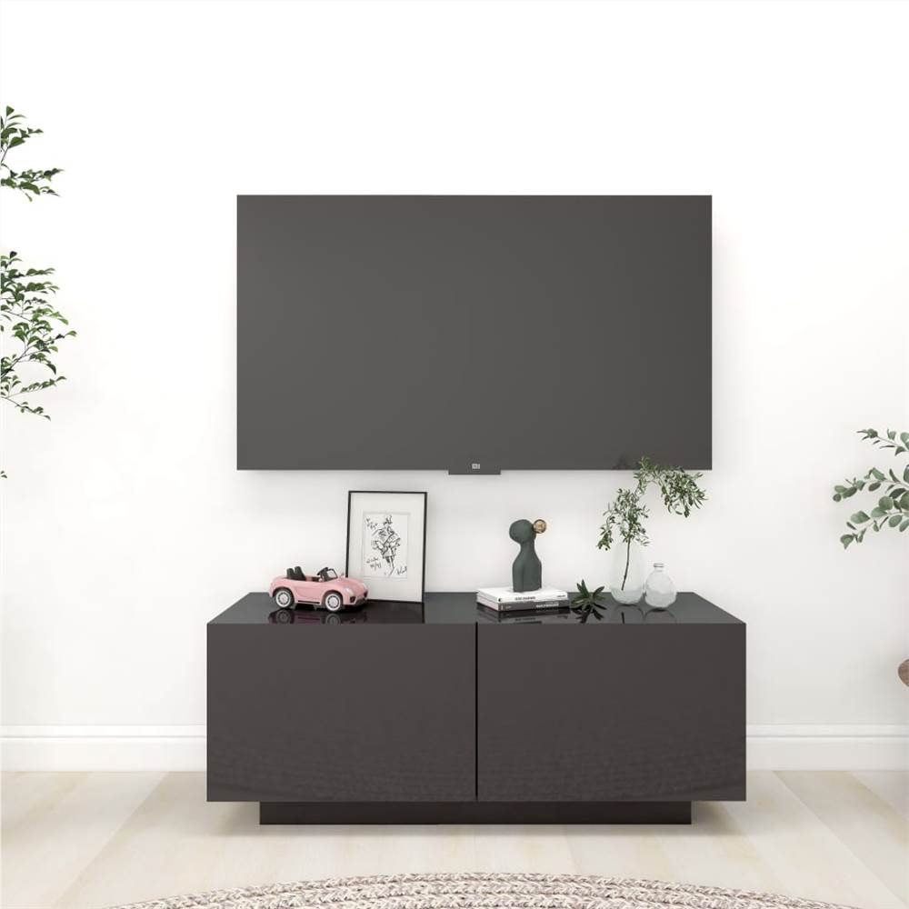 

TV Cabinet High Gloss Grey 100x35x40 cm Chipboard