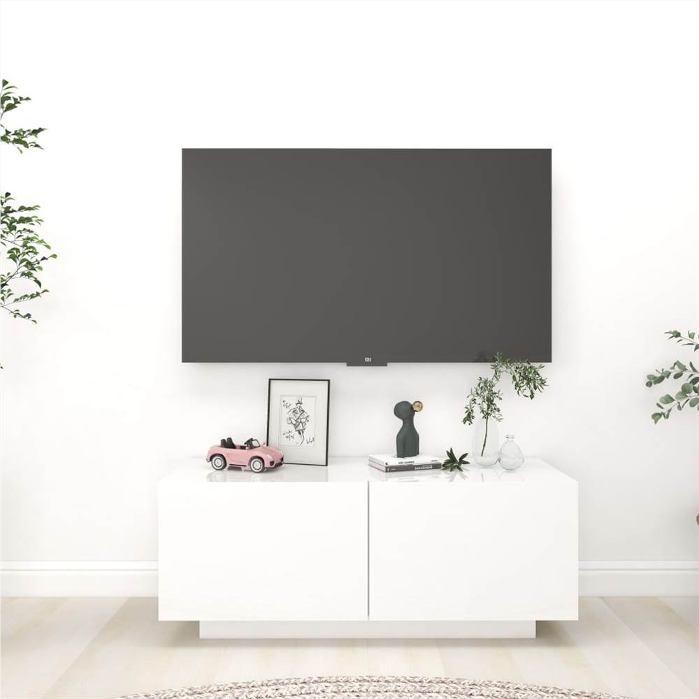 

TV Cabinet High Gloss White 100x35x40 cm Chipboard