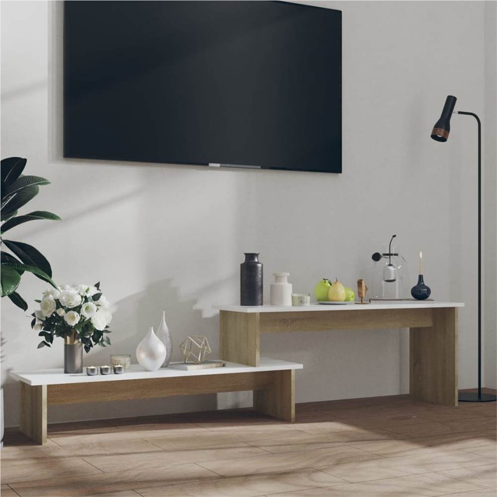 

TV Cabinet Sonoma Oak and White 180x30x43 cm Chipboard