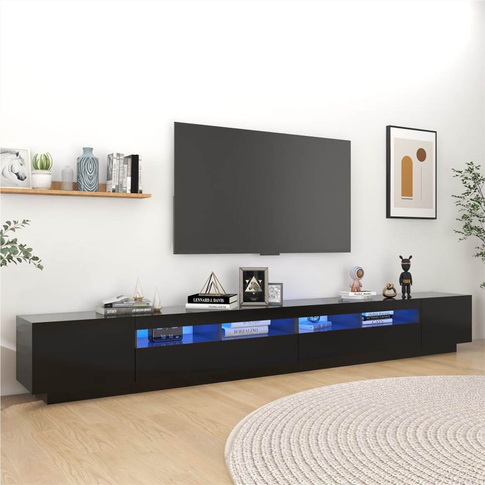 

TV Cabinet with LED Lights Black 300x35x40 cm