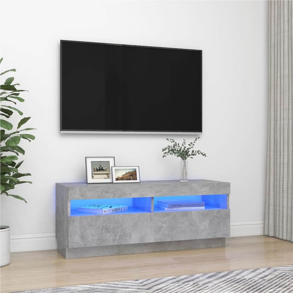 

TV Cabinet with LED Lights Concrete Grey 100x35x40 cm