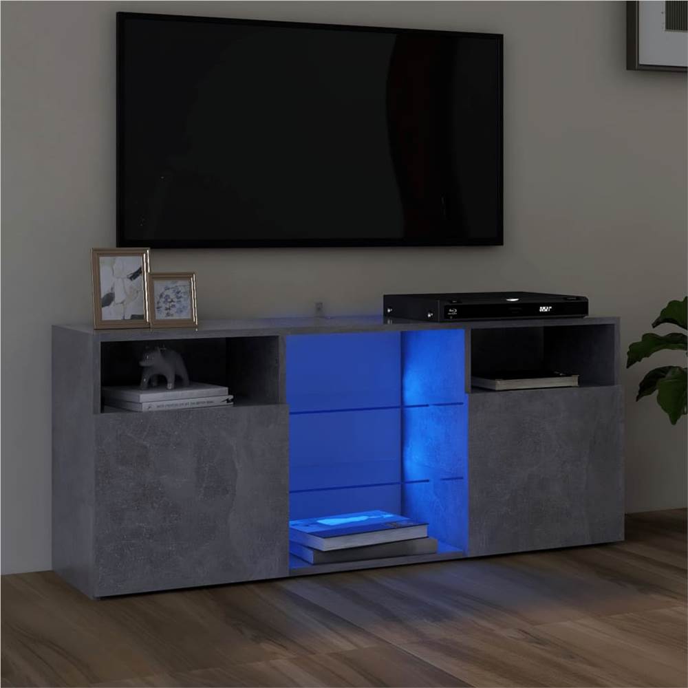

TV Cabinet with LED Lights Concrete Grey 120x30x50 cm