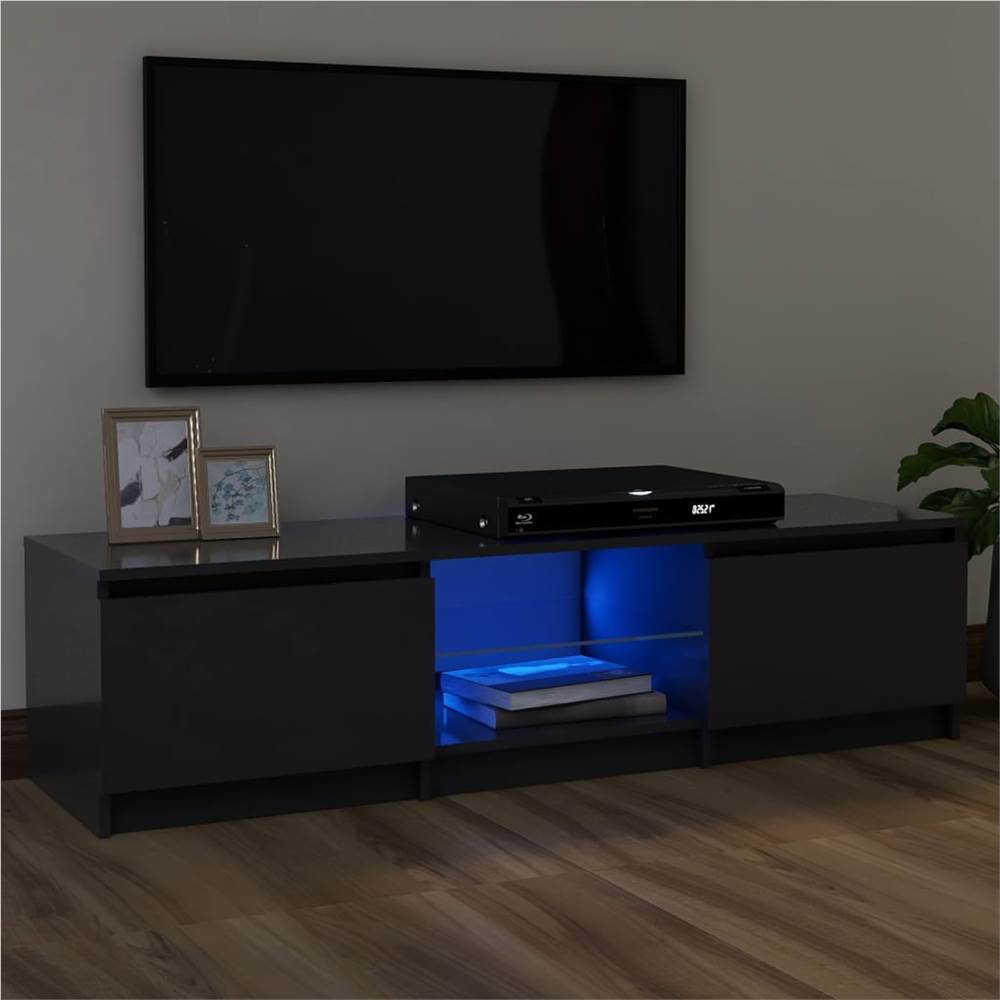 

TV Cabinet with LED Lights Grey 120x30x35.5 cm