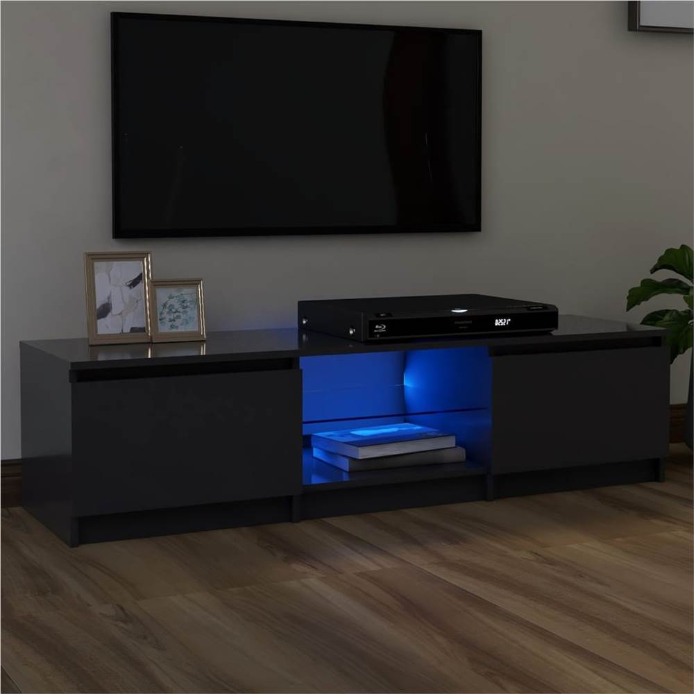 

TV Cabinet with LED Lights Grey 140x40x35.5 cm