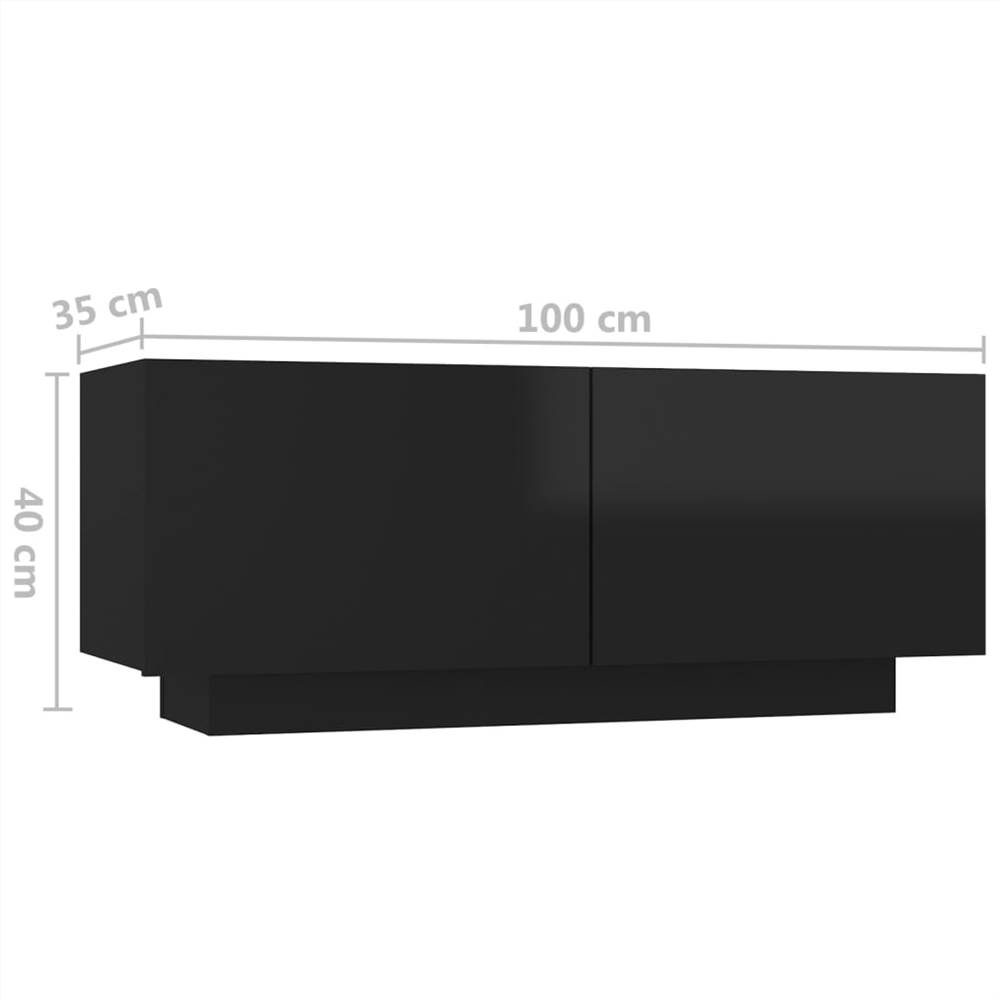 TV Cabinet with LED Lights High Gloss Black 300x35x40 cm