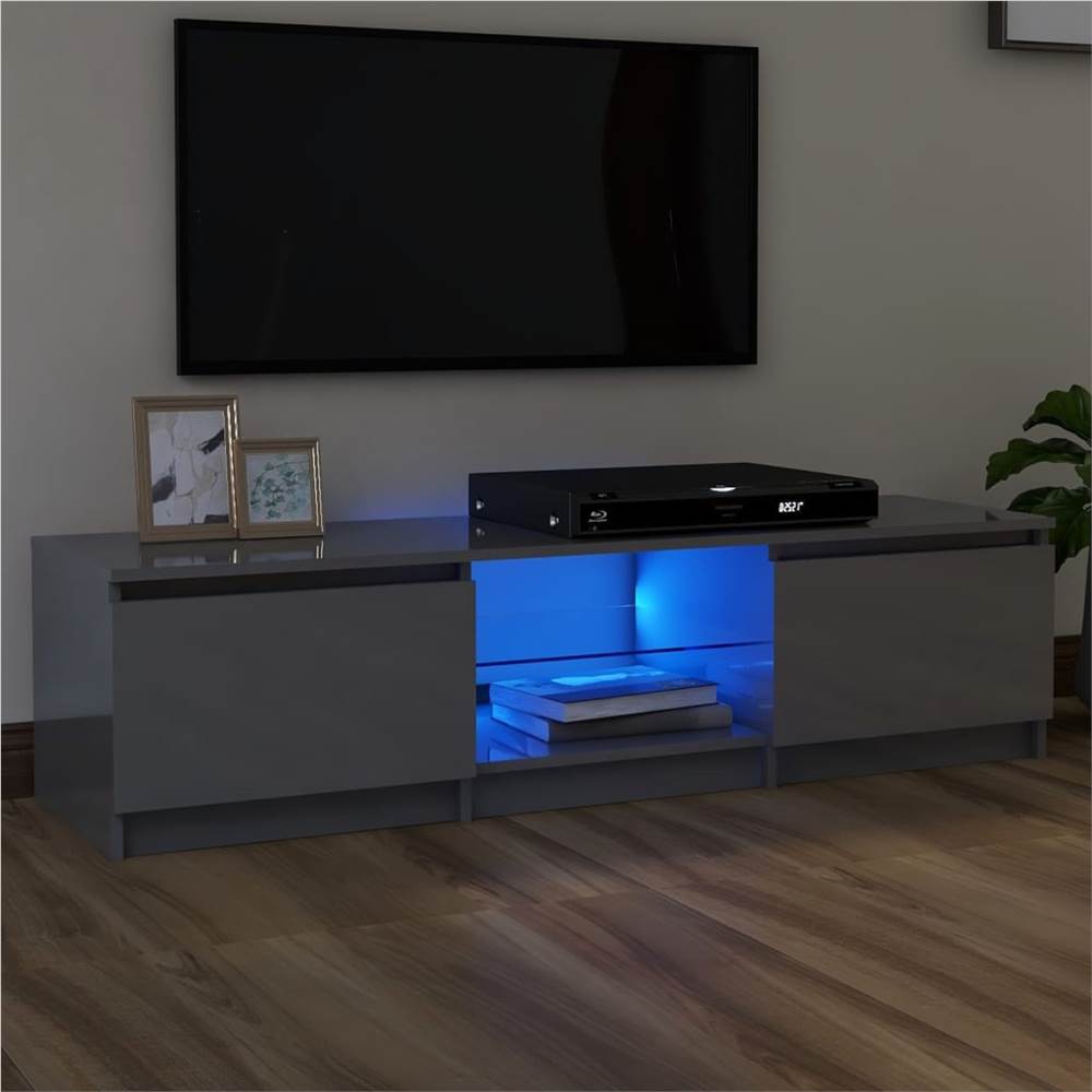 

TV Cabinet with LED Lights High Gloss Grey 140x40x35.5 cm