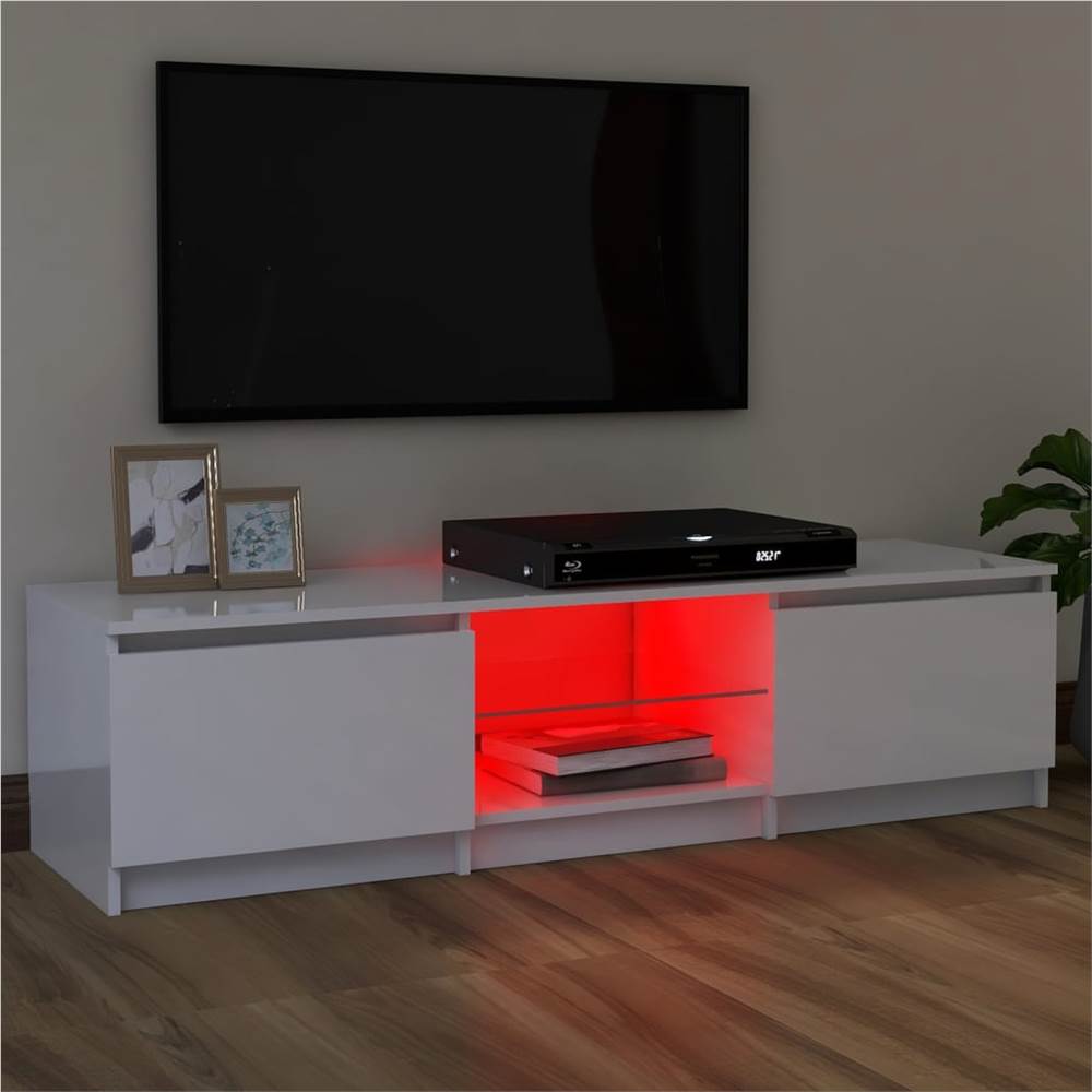TV Cabinet With LED Lights High Gloss White 120x30x35.5 Cm 14 TV Cabinet with LED Lights High Gloss White 120x30x35.5 cm