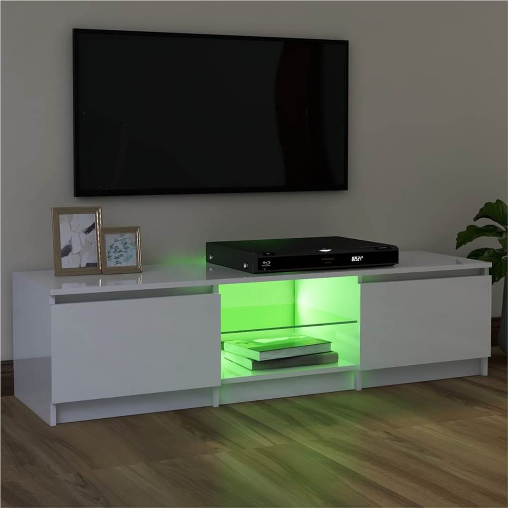 TV Cabinet With LED Lights High Gloss White 120x30x35.5 Cm 15 TV Cabinet with LED Lights High Gloss White 120x30x35.5 cm