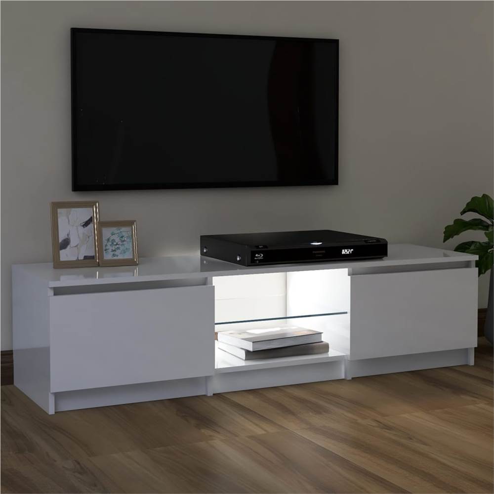 TV Cabinet With LED Lights High Gloss White 120x30x35.5 Cm 16 TV Cabinet with LED Lights High Gloss White 120x30x35.5 cm