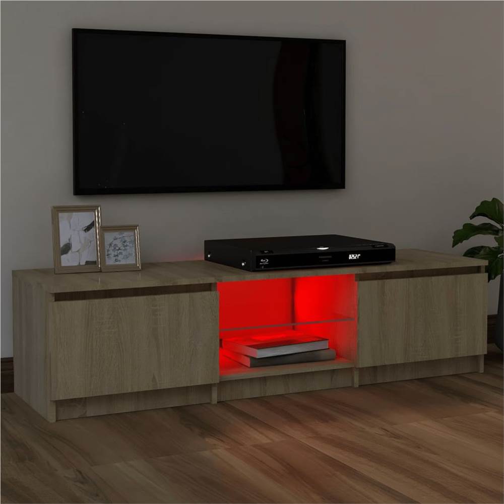 TV Cabinet With LED Lights Sonoma Oak 120x30x35.5 Cm 14 TV Cabinet with LED Lights Sonoma Oak 120x30x35.5 cm