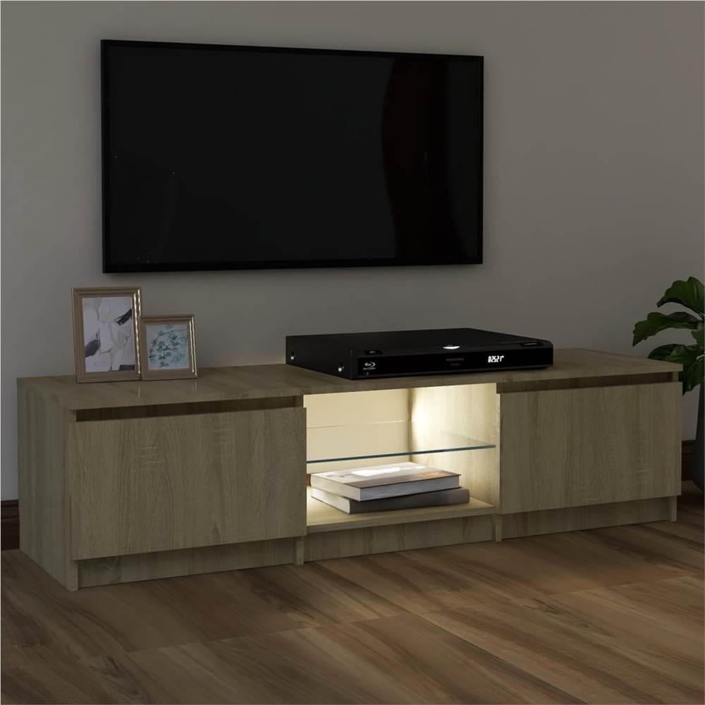 TV Cabinet With LED Lights Sonoma Oak 120x30x35.5 Cm 16 TV Cabinet with LED Lights Sonoma Oak 120x30x35.5 cm