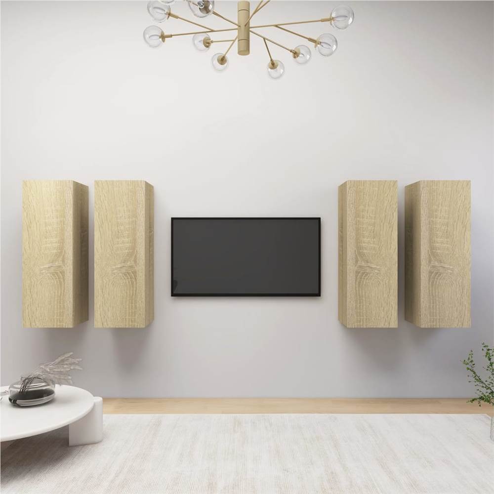 

TV Cabinets 4 pcs Sonoma Oak 30.5x30x90 cm Chipboard