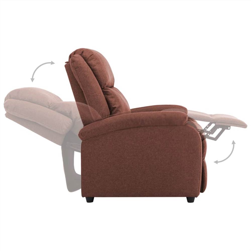 TV Recliner Chair Brown Fabric