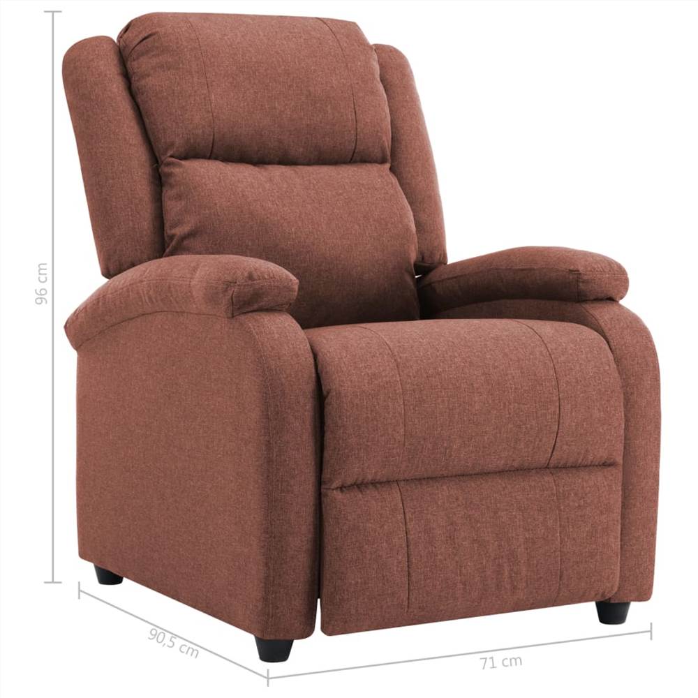 TV Recliner Chair Brown Fabric