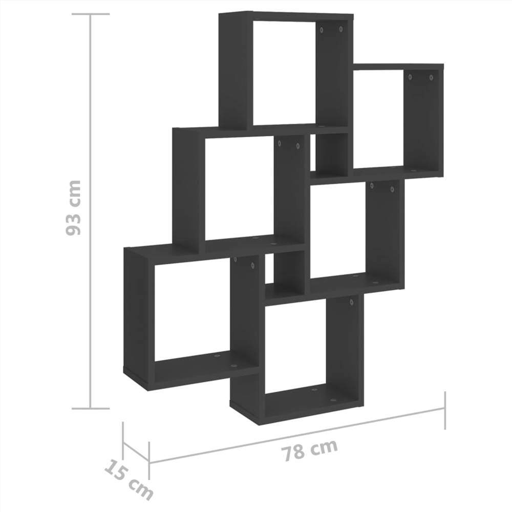Wall Cube Shelf Grey 78x15x93 cm Chipboard