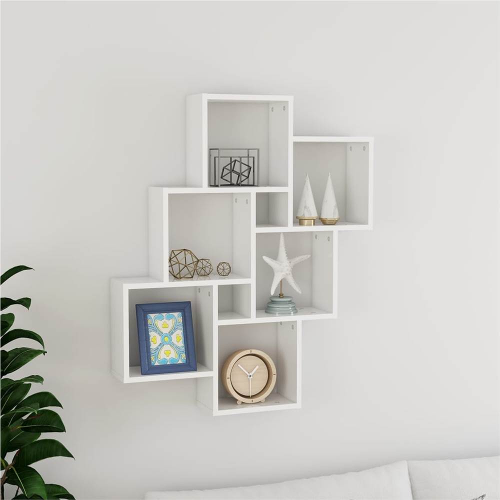 Wall Cube Shelf High Gloss White 78x15x93 cm Chipboard