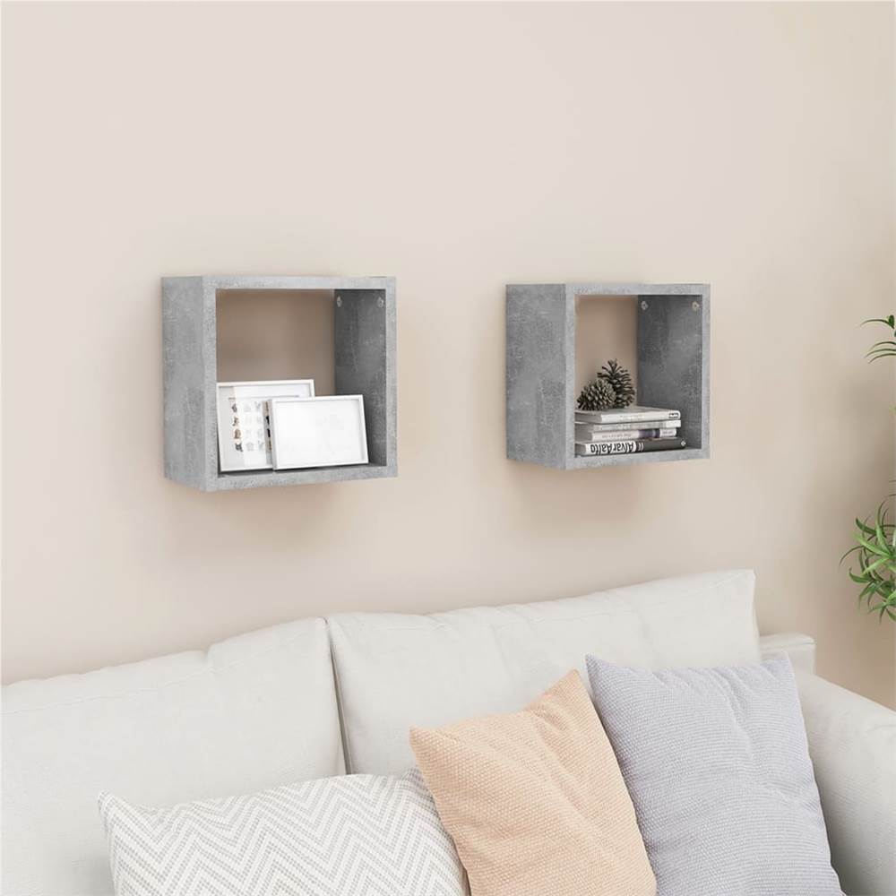 

Wall Cube Shelves 2 pcs Concrete Grey 26x15x26 cm